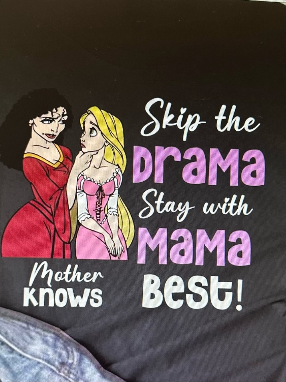 Skip the Drama Stay with Mama Graphic Tee - Black Small-XL
